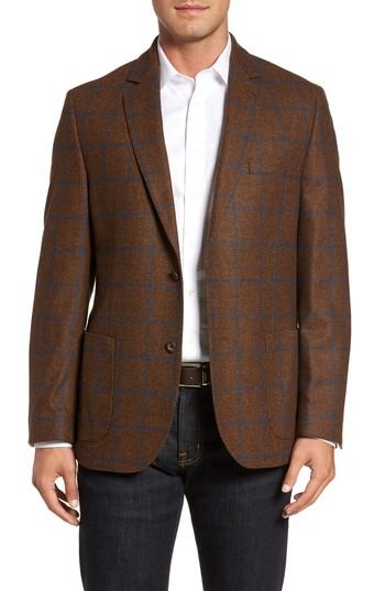 Men's Flynt Classic Fit Windowpane Wool Sport Coat L - Metallic