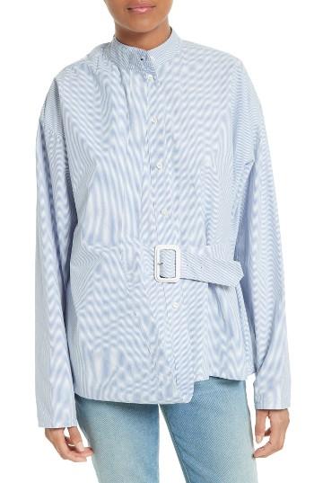 Women's Joseph Jason Belted Band Collar Blouse