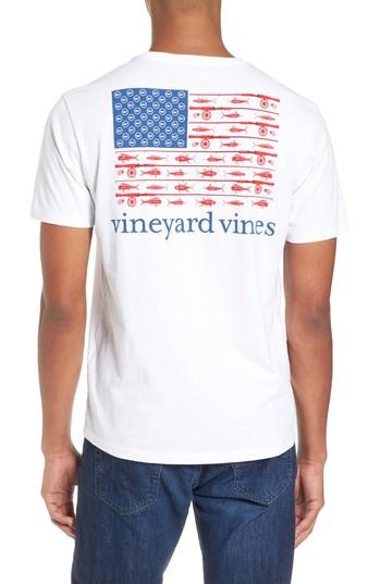 Men's Vineyard Vines Fishing Flag Graphic Pocket T-shirt - White