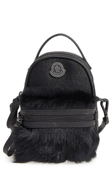 Moncler Georgine Genuine Calf Hair & Embossed Leather Trim Crossbody Bag -