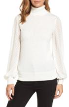 Women's Halogen Sheer Sleeve Turtleneck Sweater, Size - Ivory
