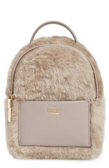Kate Spade New York Finer Things Merry Genuine Shearling Convertible Backpack - Pink