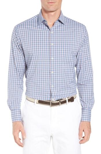 Men's Peter Millar Ballard Regular Fit Check Performance Sport Shirt - Blue