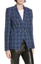 Women's Veronica Beard Miller Wool Blend Plaid Dickey Jacket - Blue