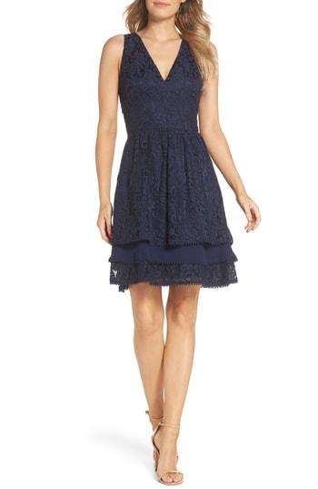 Women's Eliza J Sleeveless Lace Tiered Dress - Blue