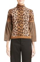 Women's Loewe Chenille Sleeve Leopard Jacquard Sweater - Brown