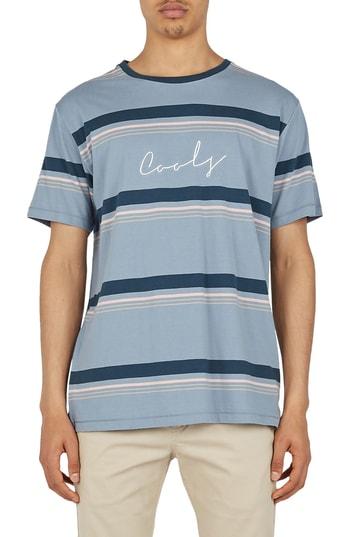 Men's Barney Cools Embroidered Script Stripe T-shirt - Blue