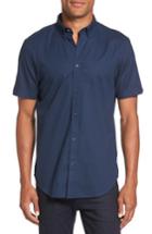 Men's Ben Sherman Textured Dash Print Short Sleeve Shirt - Blue