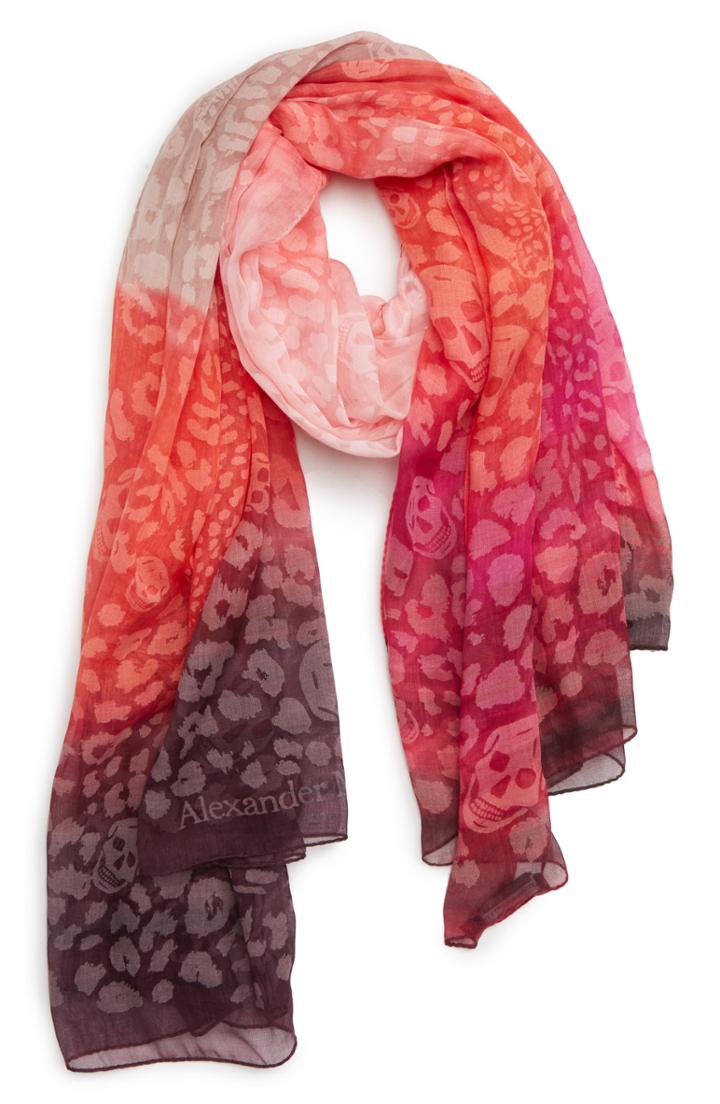 Women's Alexander Mcqueen Degrade Leopard Print Chiffon Scarf, Size - Red