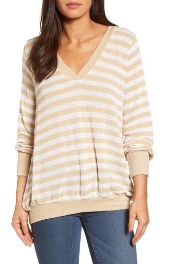 Women's Caslon Double V-neck Relaxed Pullover - Beige