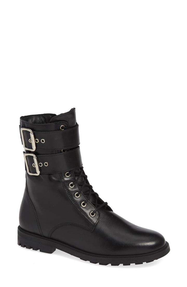 Women's Black Suede Studio Keri Combat Boot M - Black