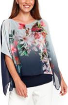 Women's Wallis Ombre Floral Overlay Top - Blue