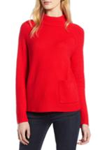 Women's Halogen Mock Neck Pocket Sweater - Red