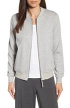 Women's Eileen Fisher Knit Bomber Jacket, Size - Grey