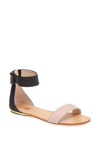 Yosi Samra 'cambelle' Ankle Strap Sandal Black/ Misty Rose