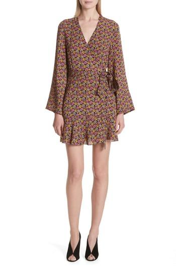 Women's A.l.c. Whitney Bell Sleeve Silk Wrap Dress - Pink