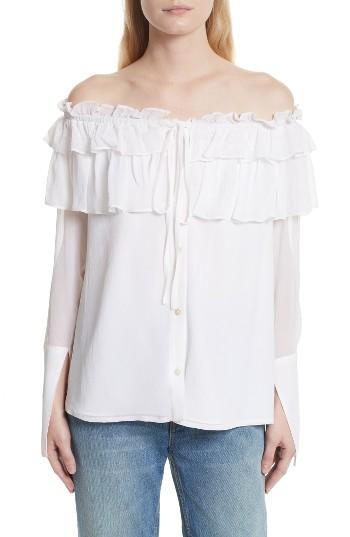Women's Opening Ceremony Off The Shoulder Silk Chiffon Top