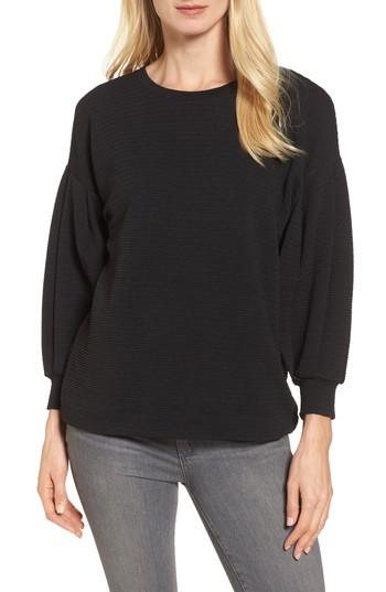 Women's Bobeau Ottoman Texture Balloon Sleeve Top - Black
