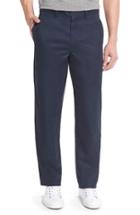 Men's Nordstrom Men's Shop Smartcare(tm) Classic Supima Cotton Flat Front Trousers X 32 - Blue (online Only)