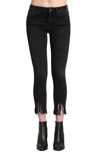 Women's Mavi Jeans Tess Fringe Skinny Crop Jeans - Black
