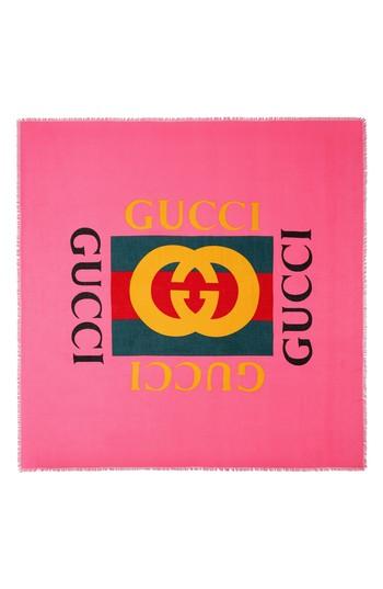Women's Gucci Logo Modal & Silk Shawl, Size - Pink
