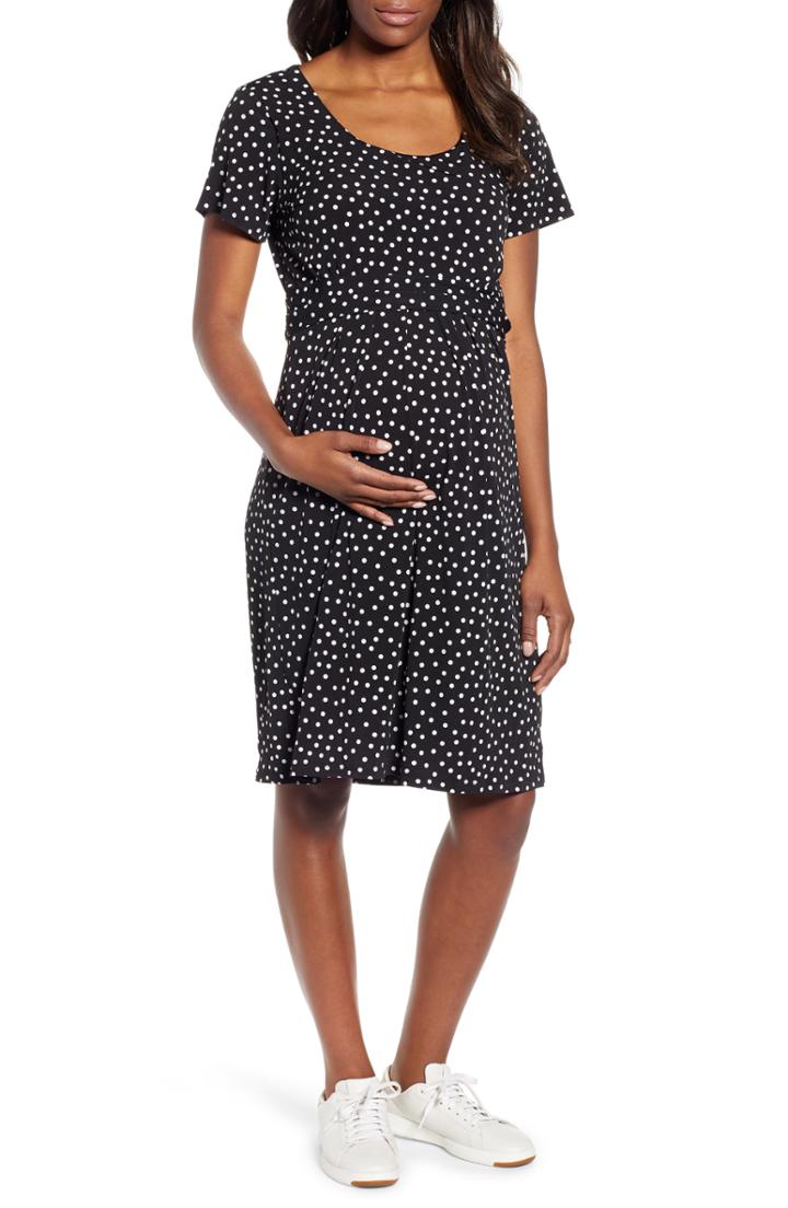 Women's Angel Maternity Busy Mommy Empire Waist Maternity/nursing Dress - Black