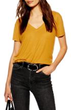 Women's Topshop Premium V-neck Tee Us (fits Like 0) - Yellow