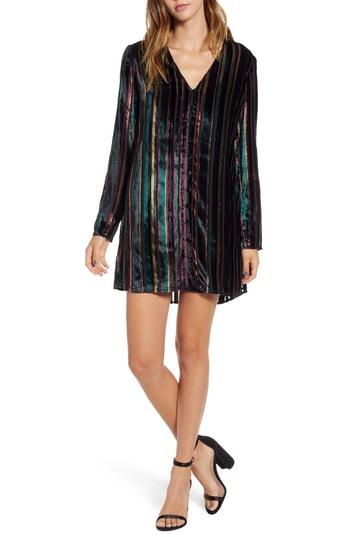 Women's Leith Long Sleeve Button Front Dress, Size - Black