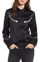 Women's Treasure & Bond Satin Western Shirt, Size - Black