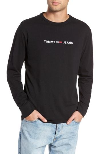Men's Tommy Jeans Tjm Logo Graphic Long Sleeve T-shirt - Black