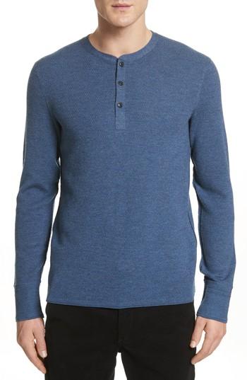 Men's Rag & Bone Gregory Merino Wool Thermal Henley - Blue