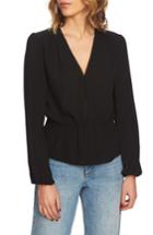 Women's 1.state V-neck Peplum Blouse, Size - Black