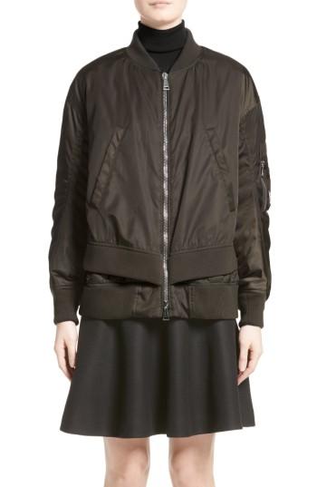 Women's Moncler Aralia Layered Bomber Jacket - Green