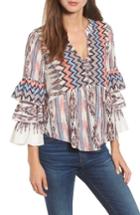 Women's Kas New York Adams Ruffled Sleeve Blouse - Grey