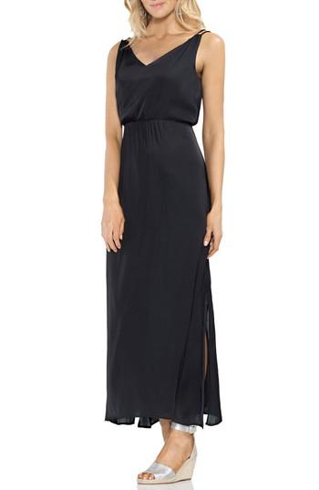 Women's Vince Camuto Rumple Satin Blouson Midi Dress - Black