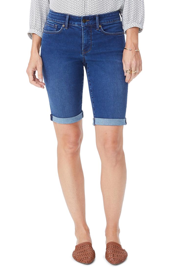 Women's Nydj Briella Rolled Denim Bermuda Shorts - Blue