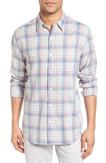 Men's Faherty Seaview Trim Fit Plaid Sport Shirt, Size - Purple