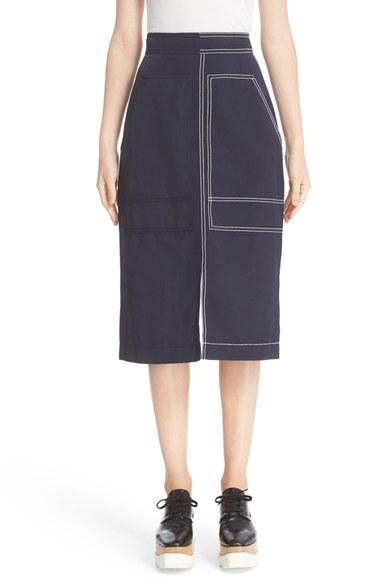 Women's Stella Mccartney Contrast Topstitch A-line Skirt
