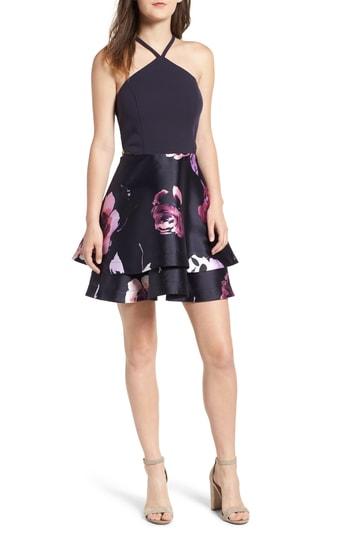 Women's Speechless Floral Fit & Flare Dress - Blue