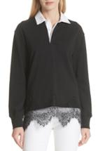 Women's Rag & Bone Lace Trim Rugby Sweater - Black
