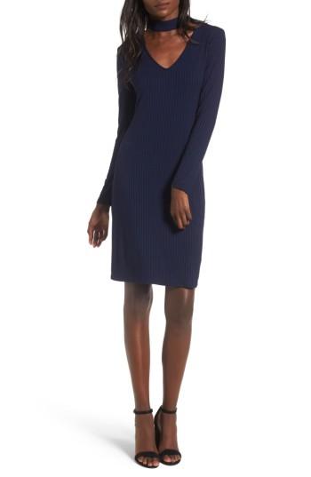 Women's One Clothing Ribbed Choker Dress - Blue