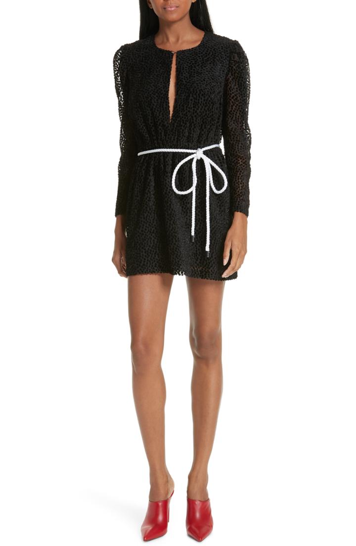 Women's Robert Rodriguez Pauline Rope Belt Velvet Devore Dress - Black