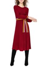 Women's Boden Eden Belted Cotton & Wool Sweater Dress - Red