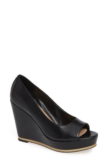 Women's Bcbg Jaz Platform Peeptoe Wedge M - Black