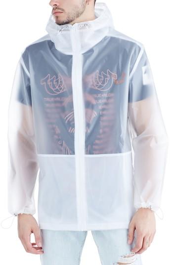 Men's True Religion Brand Jeans Translucent Rain Jacket - White