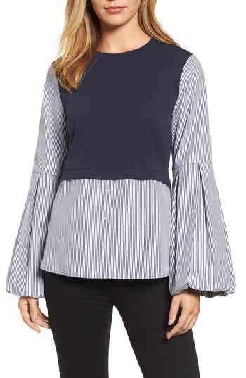 Women's Halogen Bubble Sleeve Top, Size - Blue