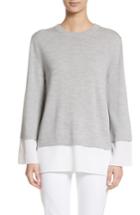 Women's St. John Collection Layered Hem Wool Sweater, Size - Grey