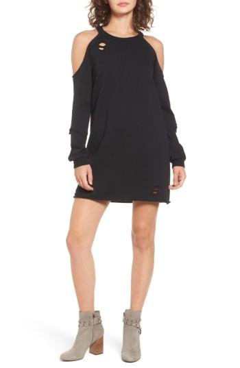 Women's Socialite Cold-shoulder Sweatshirt Dress - Black