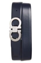 Men's Salvatore Ferragamo Double Gancio Reversible Leather Belt - Blue Marine/ Black