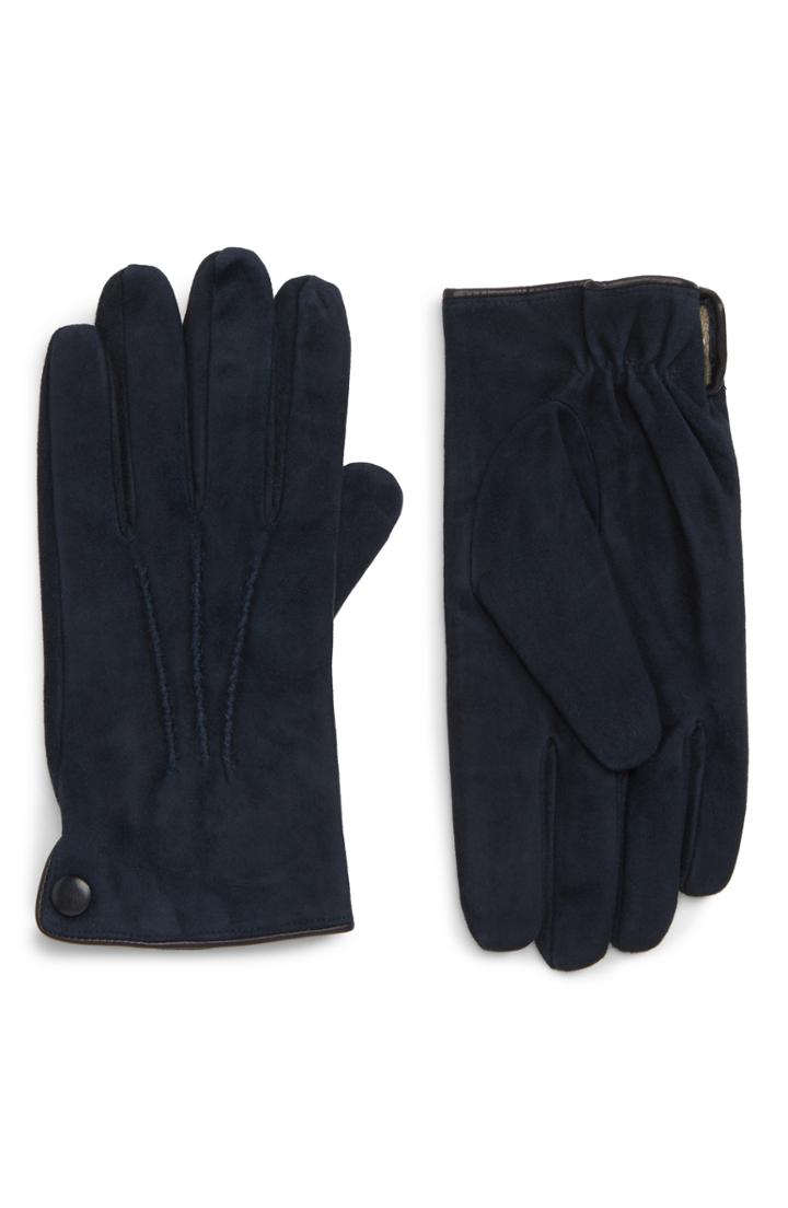 Men's Eleventy Suede Gloves - Blue